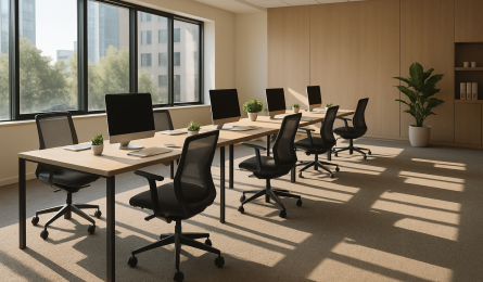 Oświetlenie a wykładziny biurowe – jak światło wpływa na kolory?